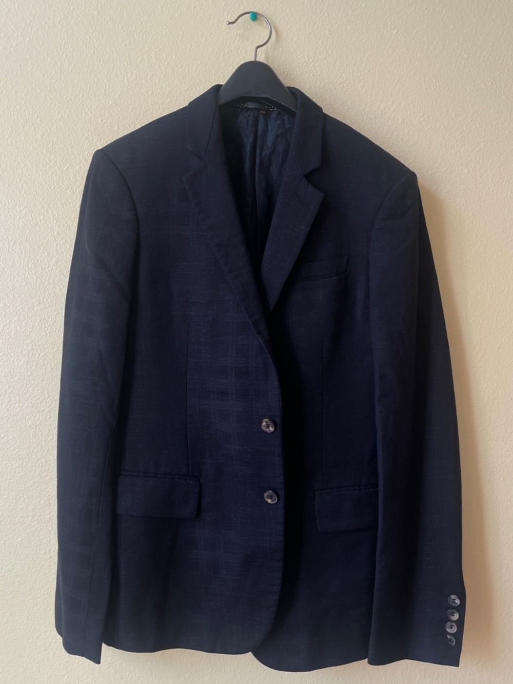 Roberto Cavalli Men's Dark Navy Textured Single-Breasted Blazer